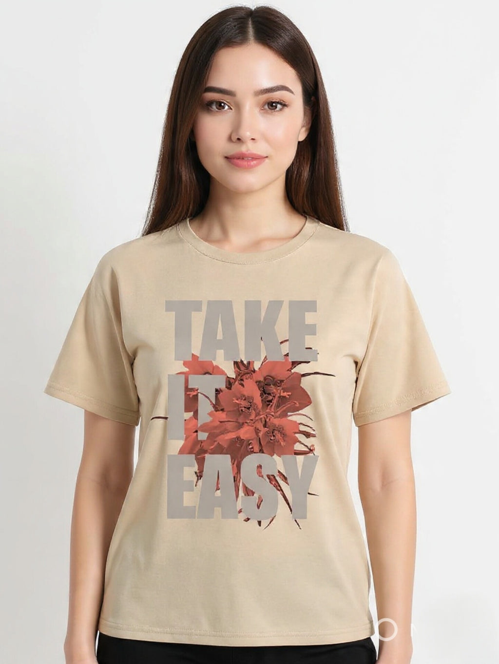 Take It Easy Beige T-Shirts