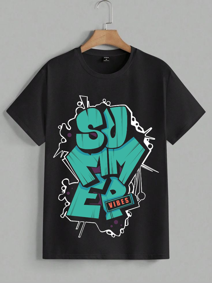 Summer Vibes Black T-Shirts