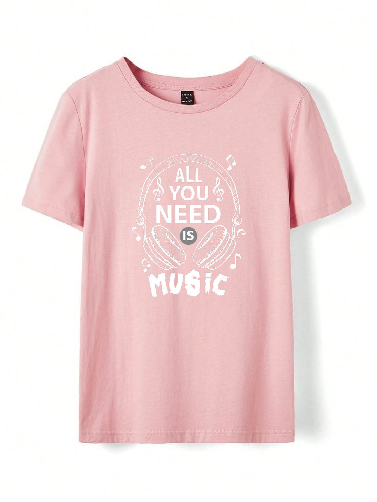 Music with pink T-shirt